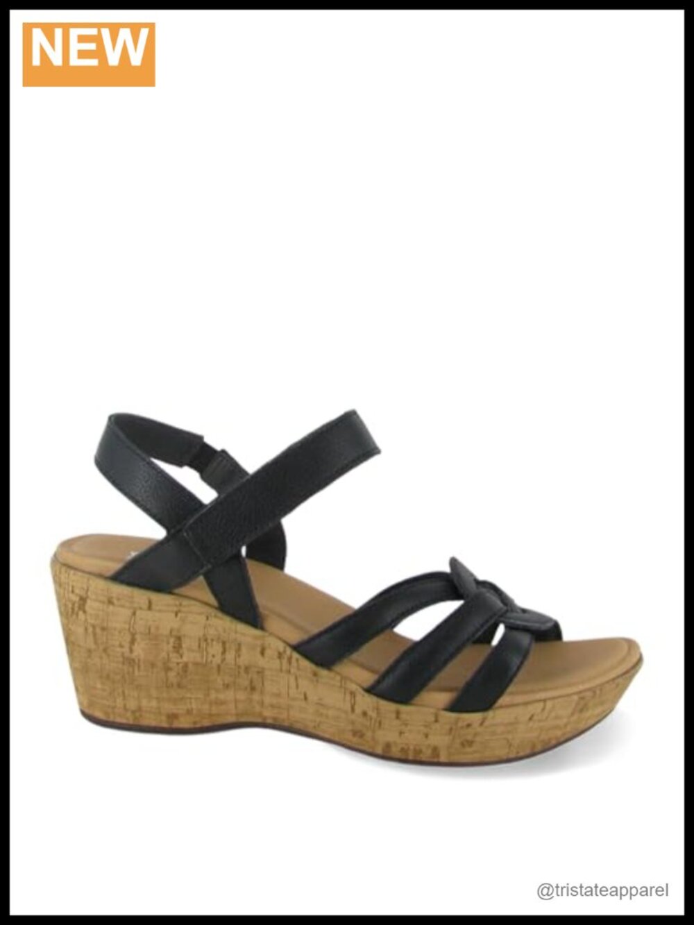 Wedge Sandal with Cork Foam Footbed Arch Support Slingback Hook Loop